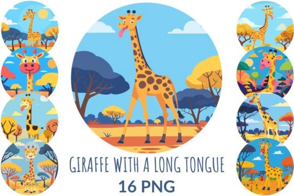 Download Funny Giraffe with a Long Tongue Clipart - Premium Resources