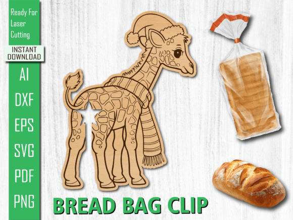 Download Animal Laser Cut Giraffe Bread Bag Clip - Premium Bundle