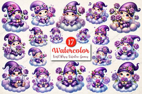 Download Violet Roses Valentine Gnomes Clipart - Violet Collection