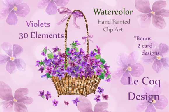 Download Watercolor Violet Flowers Clipart - Violet Collection