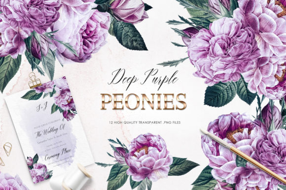 Download Purple Peonies Clipart, Violet Roses - Violet Collection