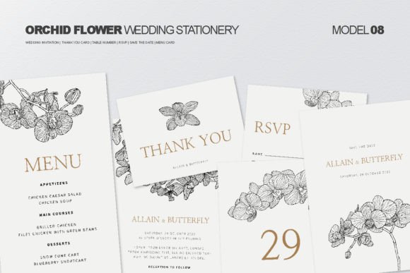 Download Wedding Stationery with Orchid Flower - Wedding stationery Collection