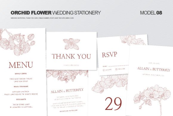 Download Wedding Stationery with Orchid Flower - Wedding stationery Collection