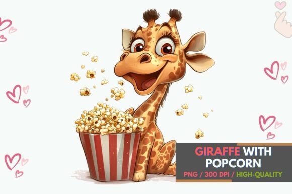 Download Funny Giraffe with Popcorn PNG Clipart - Premium Resources