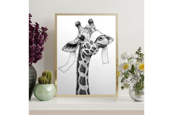 Download Silly Giraffe Toilet Paper Wall Art - Premium Resources